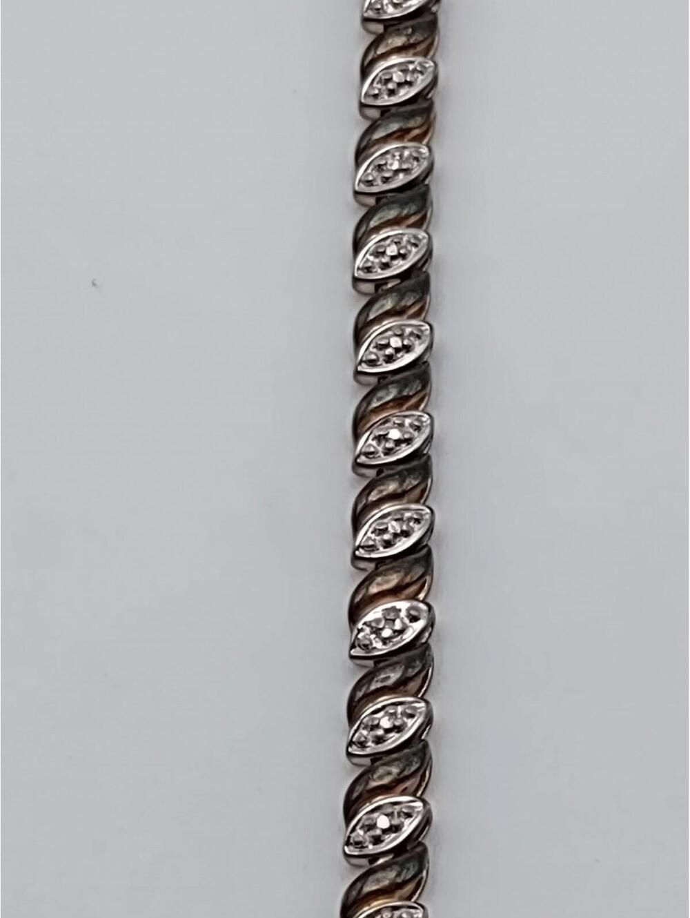 Sterling Silver 925 CZ Link Bracelet Gold Tone 12.3g